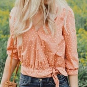Madewell Wrap Top in Coral Star Scatter Sz XS